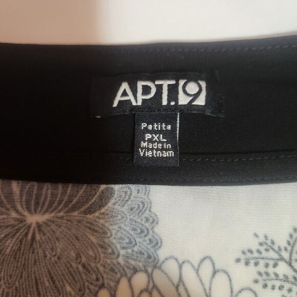 APT. 9 Black and White Peplum Kimono Tie Back Top Womens Size PXL - Picture 3 of 5